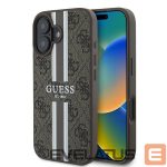 Back panel cover Guess  Guess 4G Printed Stripes MagSafe iPhone 16 Plus Case - Brown