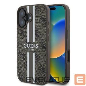 Back panel cover Guess  Guess 4G Printed Stripes MagSafe iPhone 16 Plus Case - Brown