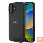 Back panel cover Guess  Guess Grained Gold Ring MagSafe case for iPhone 16 Plus - black