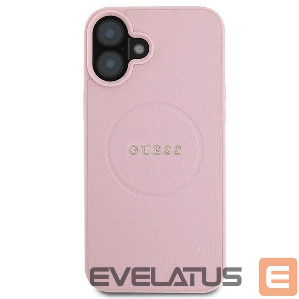 Back panel cover Guess Guess Grained Gold Ring MagSafe iPhone 16 Plus Case - Pink