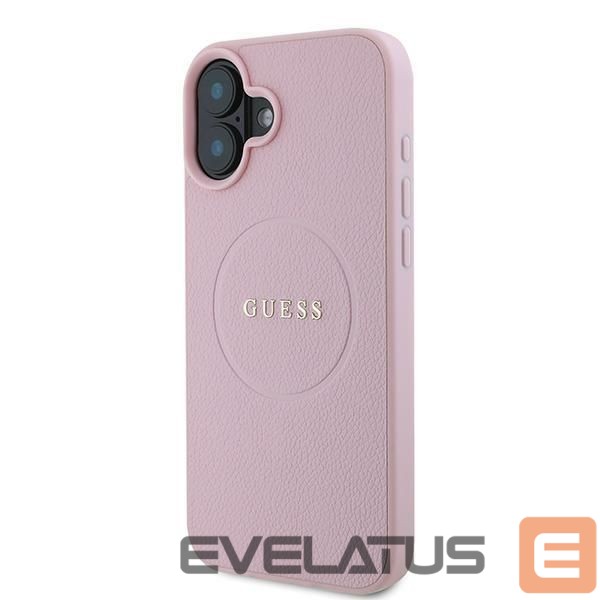 Back panel cover Guess Guess Grained Gold Ring MagSafe iPhone 16 Plus Case - Pink