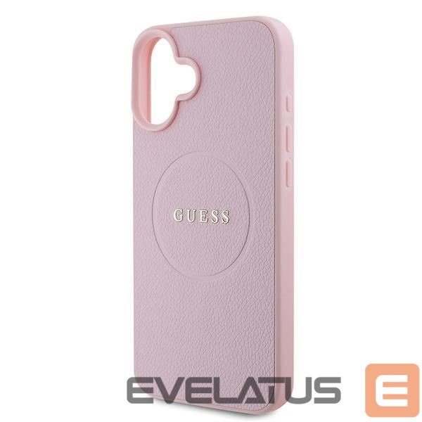 Back panel cover Guess Guess Grained Gold Ring MagSafe iPhone 16 Plus Case - Pink
