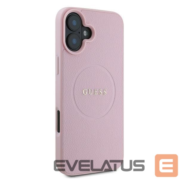 Back panel cover Guess Guess Grained Gold Ring MagSafe iPhone 16 Plus Case - Pink
