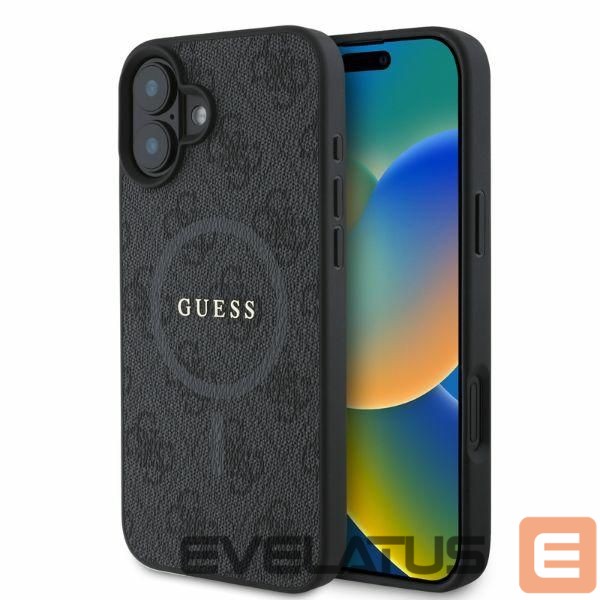 Back panel cover Guess Guess 4G Ring Classic Logo MagSafe case for iPhone 16 - black