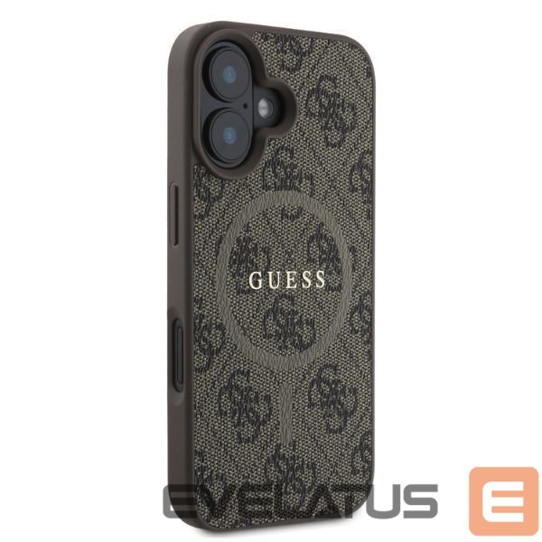 Back panel cover Guess Guess 4G Ring Classic Logo MagSafe iPhone 16 Case - Brown