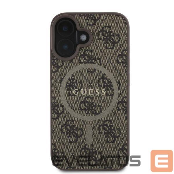Back panel cover Guess Guess 4G Ring Classic Logo MagSafe iPhone 16 Case - Brown