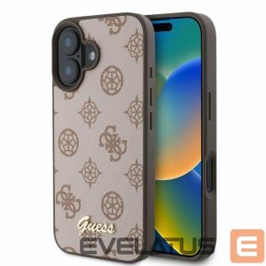 Back panel cover Guess  Guess Peony Script MagSafe iPhone 16 Case - Brown