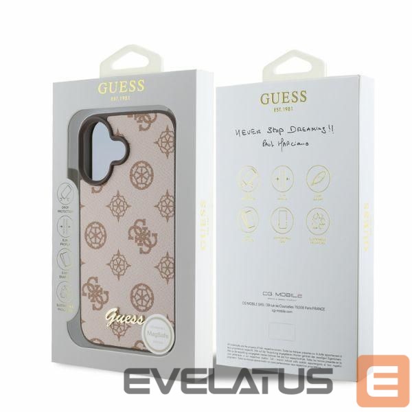 Back panel cover Guess Guess Peony Script MagSafe iPhone 16 Case - Brown