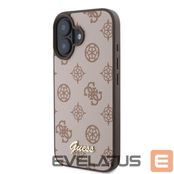 Back panel cover Guess Guess Peony Script MagSafe iPhone 16 Case - Brown