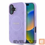 Back panel cover Guess  Guess Saffiano Peony Classic Logo MagSafe iPhone 16 Case - Purple