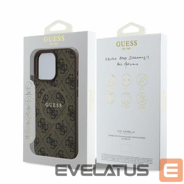 Back panel cover Guess Guess 4G Ring Classic Logo MagSafe Case for iPhone 16 Pro Max - Brown