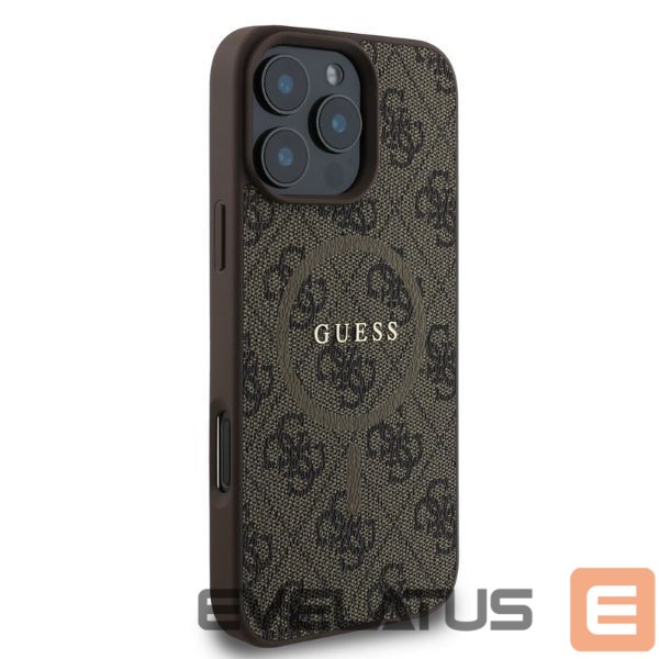 Back panel cover Guess Guess 4G Ring Classic Logo MagSafe Case for iPhone 16 Pro Max - Brown