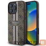 Back panel cover Guess  Guess 4G Printed Stripes MagSafe Case for iPhone 16 Pro Max - Brown
