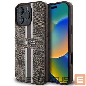 Back panel cover Guess  Guess 4G Printed Stripes MagSafe Case for iPhone 16 Pro Max - Brown