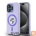 Back panel cover Karl Lagerfeld  Karl Lagerfeld Silicone Karl&Choupette Heads Ring MagSafe Case for iPhone 15 Pro - Purple 