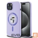 Back panel cover Karl Lagerfeld  Karl Lagerfeld Silicone Karl&Choupette Heads Ring MagSafe iPhone 15 Case - Purple 
