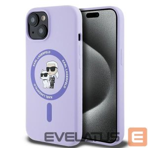 Back panel cover Karl Lagerfeld  Karl Lagerfeld Silicone Karl&Choupette Heads Ring MagSafe iPhone 15 Case - Purple 