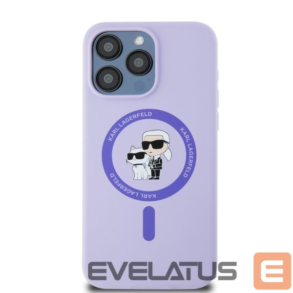 Back panel cover Karl Lagerfeld Karl Lagerfeld Silicone Karl&Choupette Heads Ring MagSafe Case for iPhone 15 Pro Max - Purple