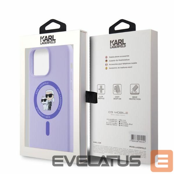 Back panel cover Karl Lagerfeld Karl Lagerfeld Silicone Karl&Choupette Heads Ring MagSafe Case for iPhone 15 Pro Max - Purple
