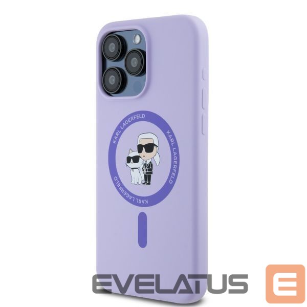 Back panel cover Karl Lagerfeld Karl Lagerfeld Silicone Karl&Choupette Heads Ring MagSafe Case for iPhone 15 Pro Max - Purple