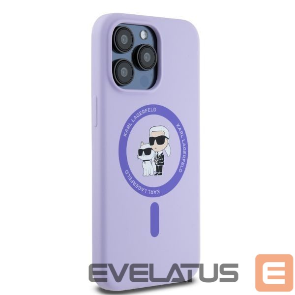 Back panel cover Karl Lagerfeld Karl Lagerfeld Silicone Karl&Choupette Heads Ring MagSafe Case for iPhone 15 Pro Max - Purple
