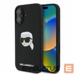 Back panel cover Karl Lagerfeld  Karl Lagerfeld Silicone Karl Head Print MagSafe iPhone 16 Case - Black 