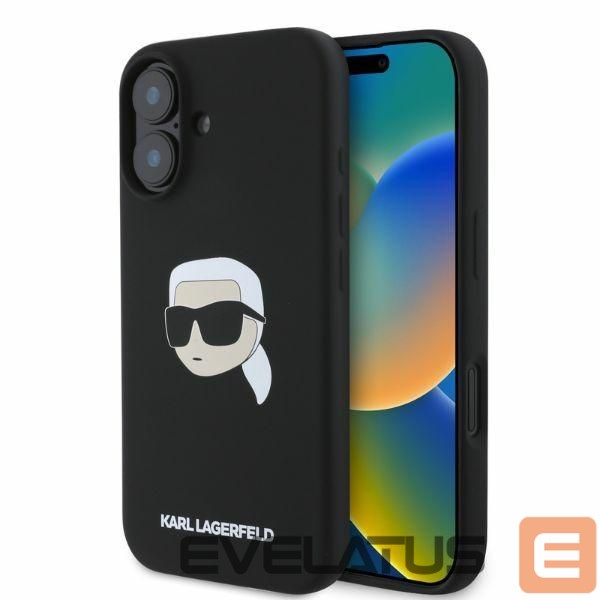 Back panel cover Karl Lagerfeld Karl Lagerfeld Silicone Karl Head Print MagSafe iPhone 16 Case - Black