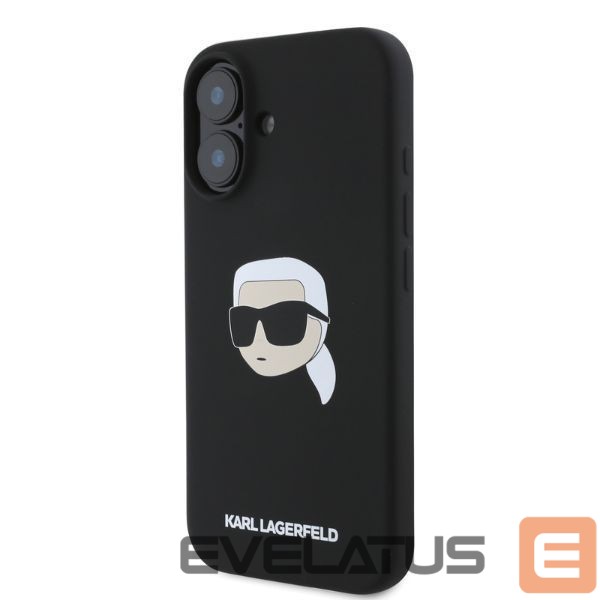 Back panel cover Karl Lagerfeld Karl Lagerfeld Silicone Karl Head Print MagSafe iPhone 16 Case - Black