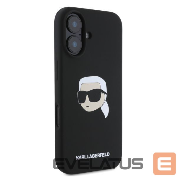 Back panel cover Karl Lagerfeld Karl Lagerfeld Silicone Karl Head Print MagSafe iPhone 16 Case - Black