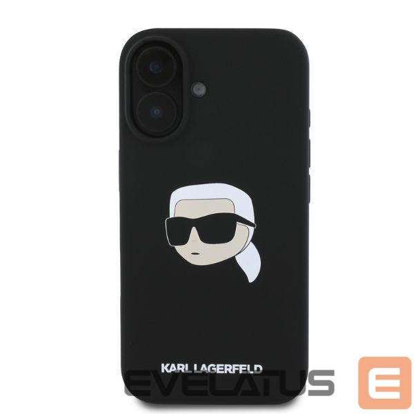 Back panel cover Karl Lagerfeld Karl Lagerfeld Silicone Karl Head Print MagSafe iPhone 16 Case - Black