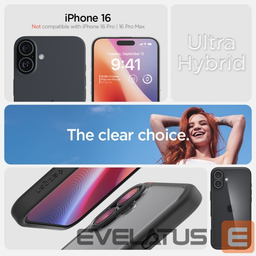 Back panel cover Spigen Spigen Ultra Hybrid iPhone 16 Case - Matte Black