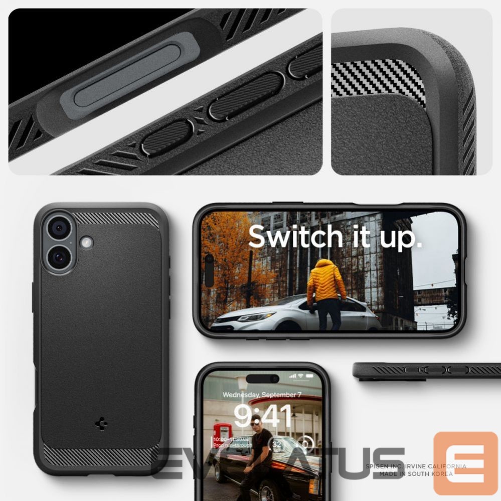 Back panel cover Spigen Spigen Rugged Armor MagSafe case for iPhone 16 - black