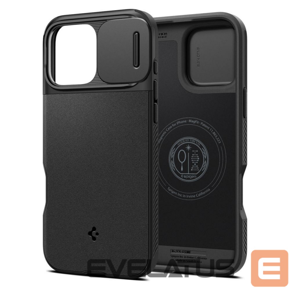 Back panel cover Spigen Spigen Optik Armor Mag Case with MagSafe for iPhone 16 Pro Max - Black