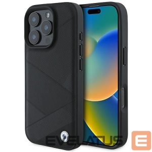 Other Phone Accessory BMW  BMW Signature Leather Crossing Lines Pattern iPhone 16 Pro Case - Black 