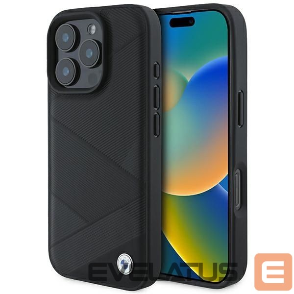 Other Phone Accessory BMW BMW Signature Leather Crossing Lines Pattern iPhone 16 Pro Case - Black
