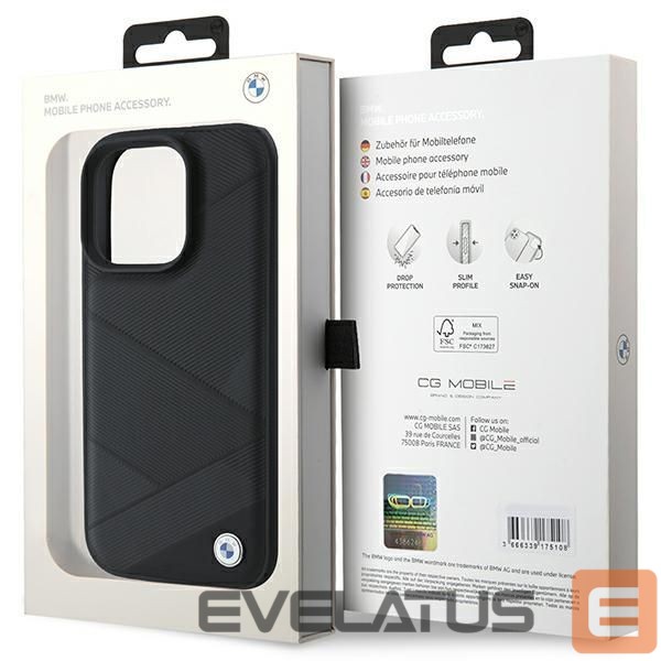 Other Phone Accessory BMW BMW Signature Leather Crossing Lines Pattern iPhone 16 Pro Case - Black