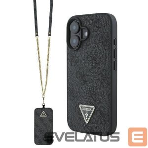 Other Phone Accessory Guess  Guess Leather Metal Logo Strass Crossbody Case for iPhone 16 - Black 
