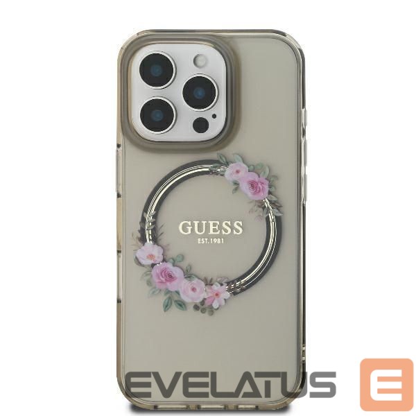 Other Phone Accessory Guess Guess IML Flowers Wreath MagSafe Case for iPhone 16 Pro - Black