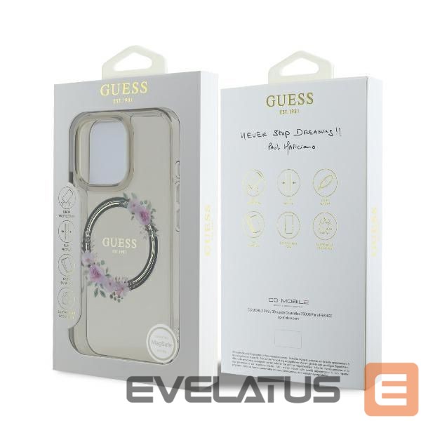 Other Phone Accessory Guess Guess IML Flowers Wreath MagSafe Case for iPhone 16 Pro - Black