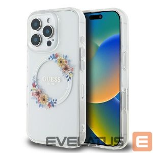 Other Phone Accessory Guess  Guess IML Flowers Wreath MagSafe Case for iPhone 16 Pro - Clear 