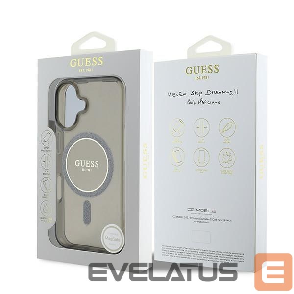 Other Phone Accessory Guess Guess IML Glitter Circle MagSafe case for iPhone 16 - black