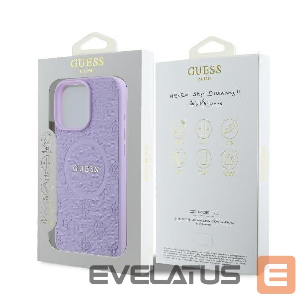 Other Phone Accessory Guess Guess Saffiano Peony Classic Logo MagSafe iPhone 16 Pro Max Case - Purple