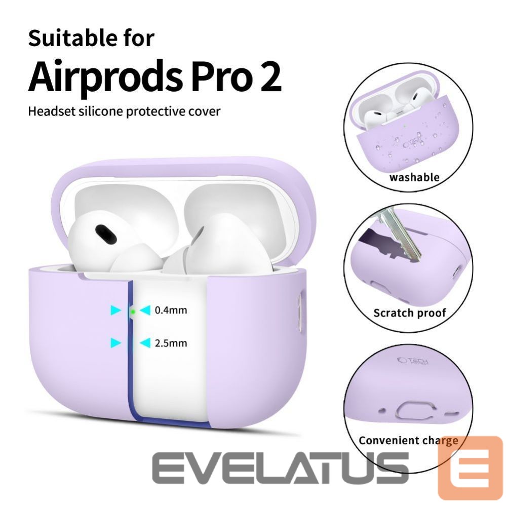 Headphone case Tech-Protect Apple AirPods Pro 1 / 2 Silicone Case Purple
