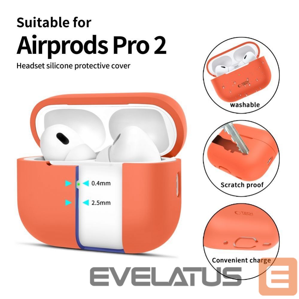Other Phone Accessory Tech-Protect Tech-Protect Silicone Case for Apple AirPods Pro 1 / 2 - Orange