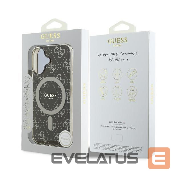 Other Phone Accessory Guess Guess IML 4G Background MagSafe iPhone 16 Plus Case - Brown