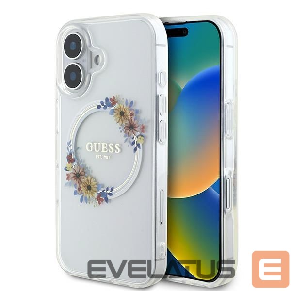 Other Phone Accessory Guess Guess IML Flowers Wreath MagSafe iPhone 16 Plus Case - Clear