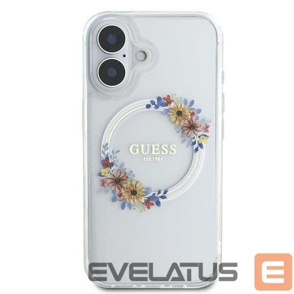 Other Phone Accessory Guess Guess IML Flowers Wreath MagSafe iPhone 16 Plus Case - Clear