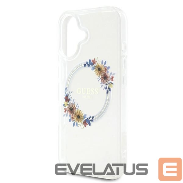 Other Phone Accessory Guess Guess IML Flowers Wreath MagSafe iPhone 16 Plus Case - Clear