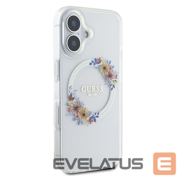 Other Phone Accessory Guess Guess IML Flowers Wreath MagSafe iPhone 16 Plus Case - Clear