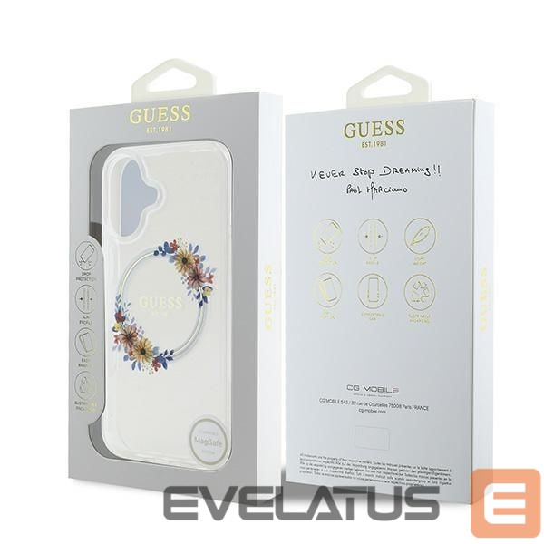 Other Phone Accessory Guess Guess IML Flowers Wreath MagSafe iPhone 16 Plus Case - Clear
